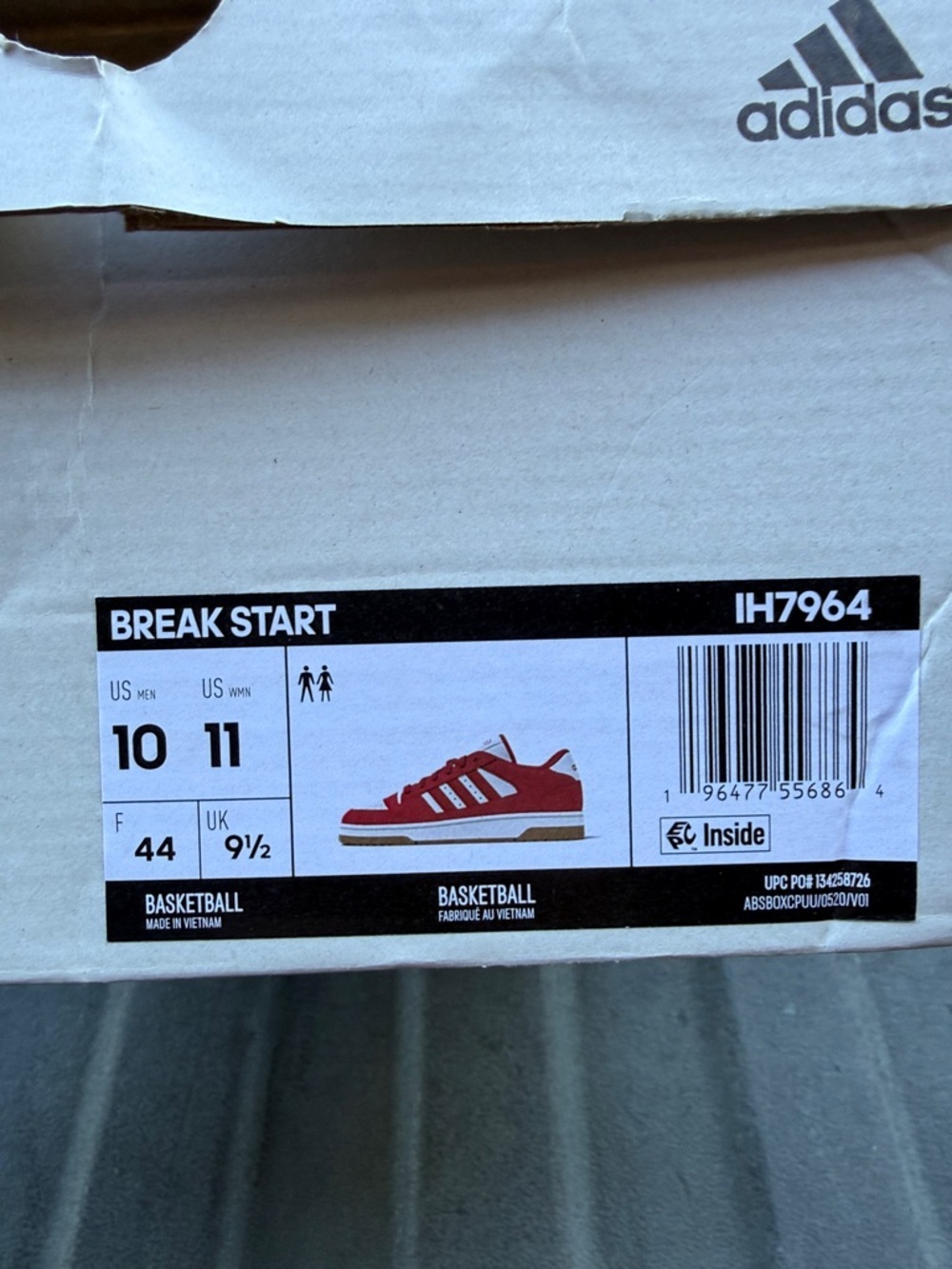 adidas Break Start Red with White Stripes Low-Top Sneakers